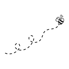 Flying Bee with Dotted Lines