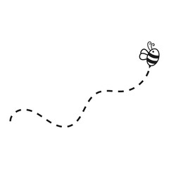 Flying Bee with Dotted Lines