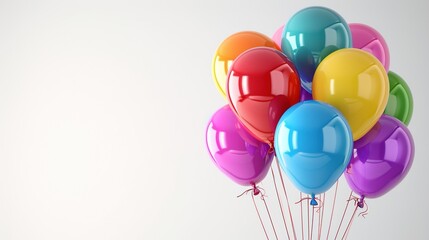 Obraz premium Colorful Bunch of Birthday Balloons Flying for Party and Celebrations With Space for Message Isolated in Pink Background.