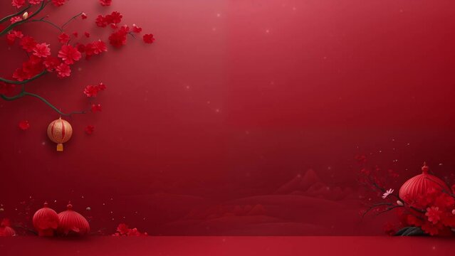 Video for Happy Chinese new year Concept for holiday, Chinese Celebration animation Traditional Chinese year red background Chinese Festival.