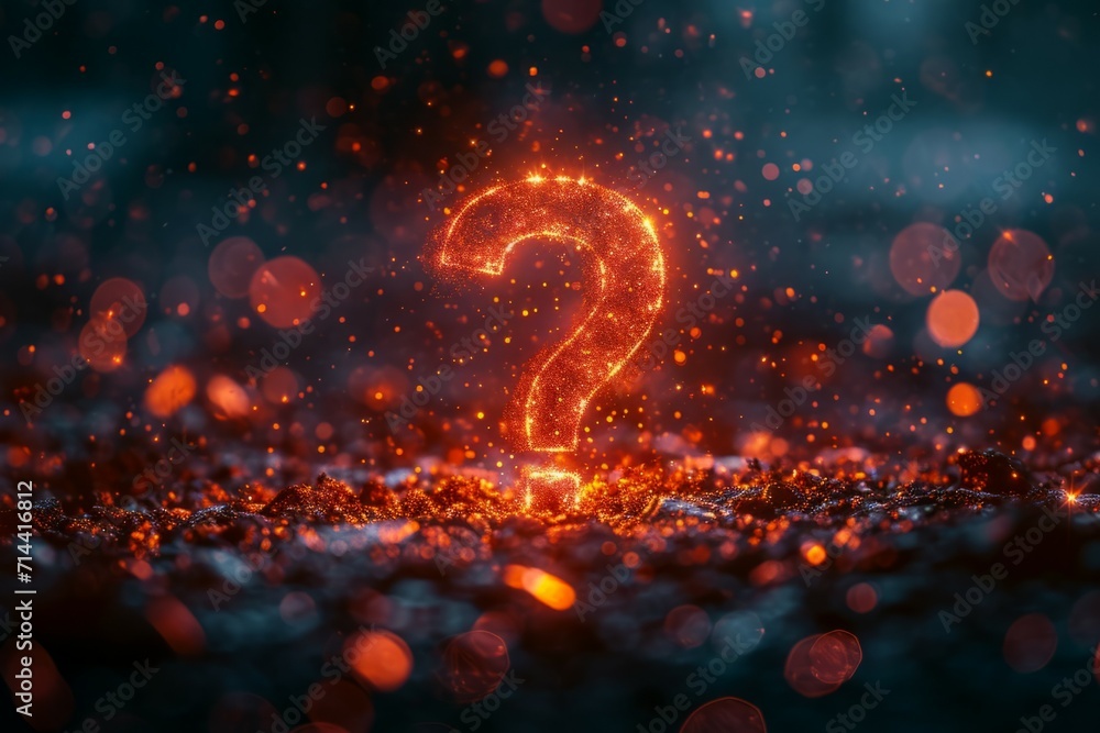 Poster abstract question mark, conceptual symbol. background with selective focus and copy space