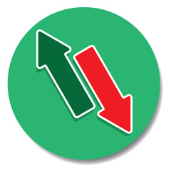 Stock market arrow sign. Profit growing green and red arrow icons. Arrow logo icon. Growing graph icons graph sign. Chart increase profit. Growth success arrow icon. Progress bar. Use for web, apps.