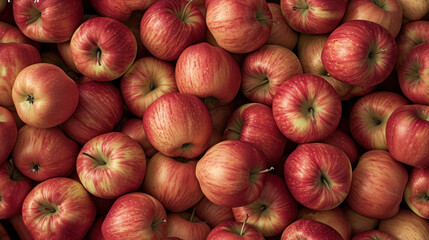  a pile of red apples sitting on top of a pile of other apples in front of a pile of other apples in front of a pile of the same apples.
