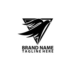 dove flying triangle logo design vector