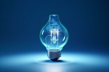 An eco-friendly water bulb with clean lines and a blue tone style, emphasizing responsible energy usage through hydroelectric production. Generative AI