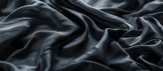 Obraz premium Close-up of creased black fabric for backdrop.