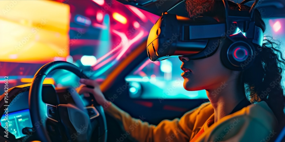 Poster person using virtual reality to simulate driving