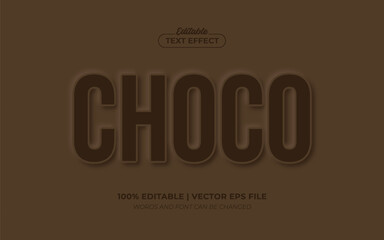 Choco Chocolate 3D Embossed Editable Text Effect, Editable Font Style Premium Vector