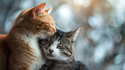 cute cats in love, cat couple, valentines day