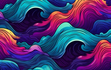 Colorful abstract background with Japanese wave style - obrazy, fototapety, plakaty