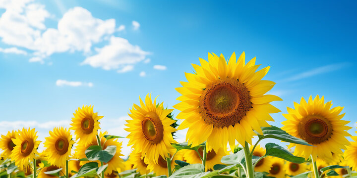 Highly Detailed Sunflower Closeup under Clear Blue Sky