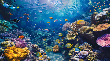 Fototapeta na wymiar A vibrant coral reef bustling