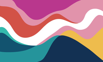 Fototapeta premium Pink-Blue-White-Yellow Gradient Color Liquid Wave Abstract Background, vector and illustration