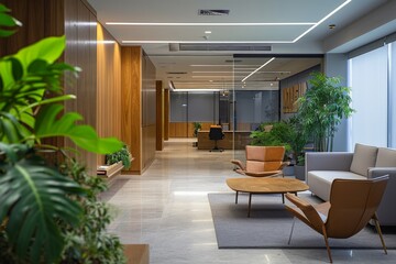Fototapeta premium Modern office interior with natural elements
