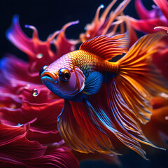 Fototapeta premium Dazzling Betta Fish in Flowing Form