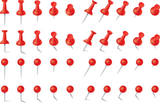 画鋲、押しピンのベクターイラストセット