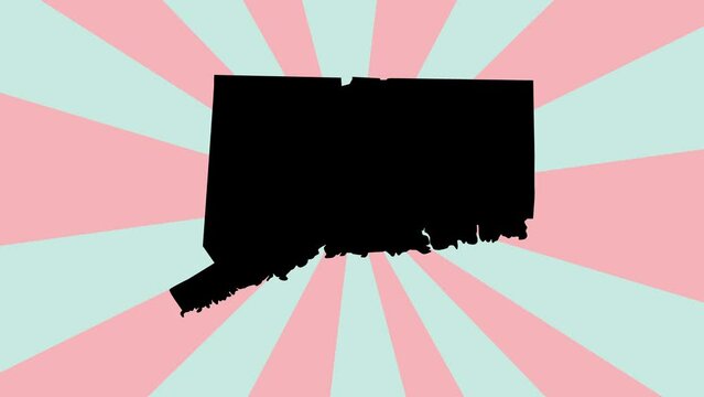 Connecticut state map animation with a rotating background