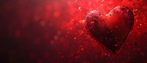 Love is in the air as a radiant red heart sends tiny hearts flying amidst a bubbly rain, capturing the magic and joy of valentine's day