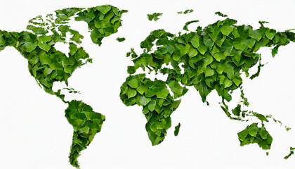 world map with leaves