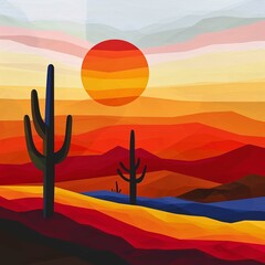Abstract Desert Sunset: Generative AI