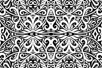 Black and white batik ethnic dayak ornament for wallpaper ads background or textile pattern 