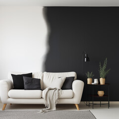 Modern living room with sofa black theme