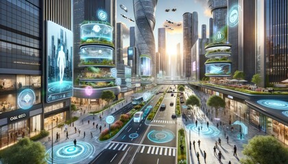 Smart city with green by AI generate.