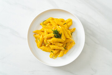 penne pasta with butternut pumpkin creamy sauce