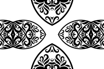 Black and white batik ethnic dayak ornament for wallpaper ads background or textile pattern 