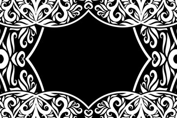 Black and white batik ethnic dayak ornament for wallpaper ads background or textile pattern 