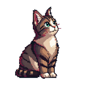 Pixel Style Cat Graphic on Clear Background