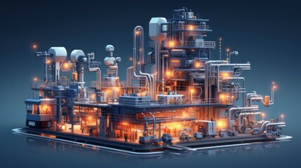 Modern smart industrial 5.0 illustration, with automatically connected light effects. - obrazy, fototapety, plakaty