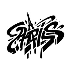 "Paris": A Graffiti-Styled Hand Lettering Vector, Perfectly Suited for Creating Unique Posters, Stickers, T-Shirt Designs, and More."