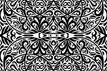 Black and white batik ethnic dayak ornament for wallpaper ads background or textile pattern 