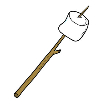 marshmallow on stick illustration vector