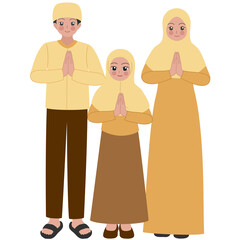 muslim family greeting eid mubarak