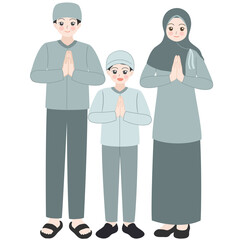 muslim family greeting eid mubarak