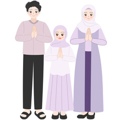 muslim family greeting eid mubarak