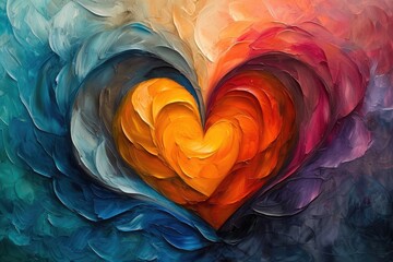 Abstract representation of love and connection, intertwining heart shapes and warm colors, symbolic...