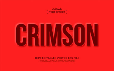 Crimson Red 3D Embossed Editable Text Effect, Editable Font Style Premium Vector