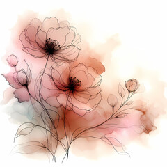 abstract background with wild rose flowers