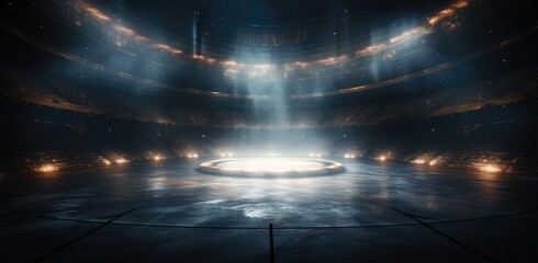 Empty arena with dynamic lighting, space for text - obrazy, fototapety, plakaty
