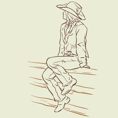 person posing with fence vector for illustration card decoration