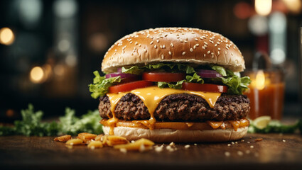 hamburger and fries