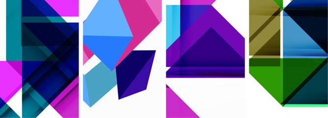 Set of abstract random triangle composition backgrounds. Vector illustration for for wallpaper, business card, cover, poster, banner, brochure, header, website