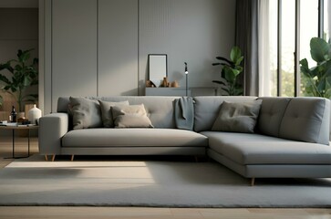 Fototapeta na wymiar gray sofa in the living room