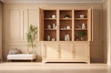 Fototapeta na wymiar cabinet with cupboard in living room. 3D rendering