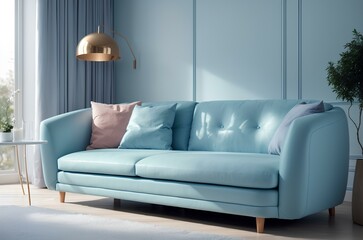 Fototapeta premium blue sofa in the living room
