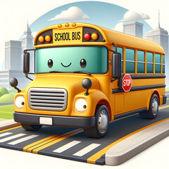 School Bus in Isometric Perspective