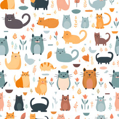 Cartoon animal colorful drawing seamless element pattern and background